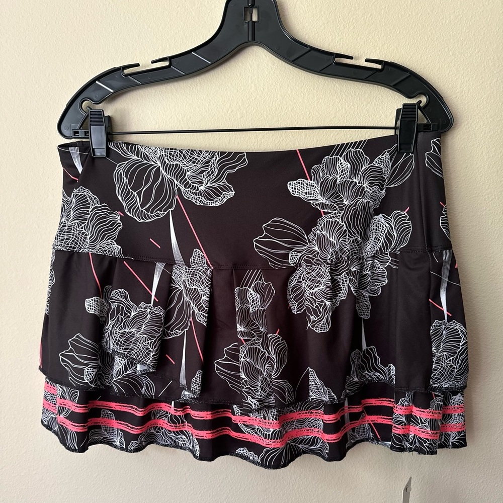 Lucky in Love Black and Pink Floral Mini Skirt NWT